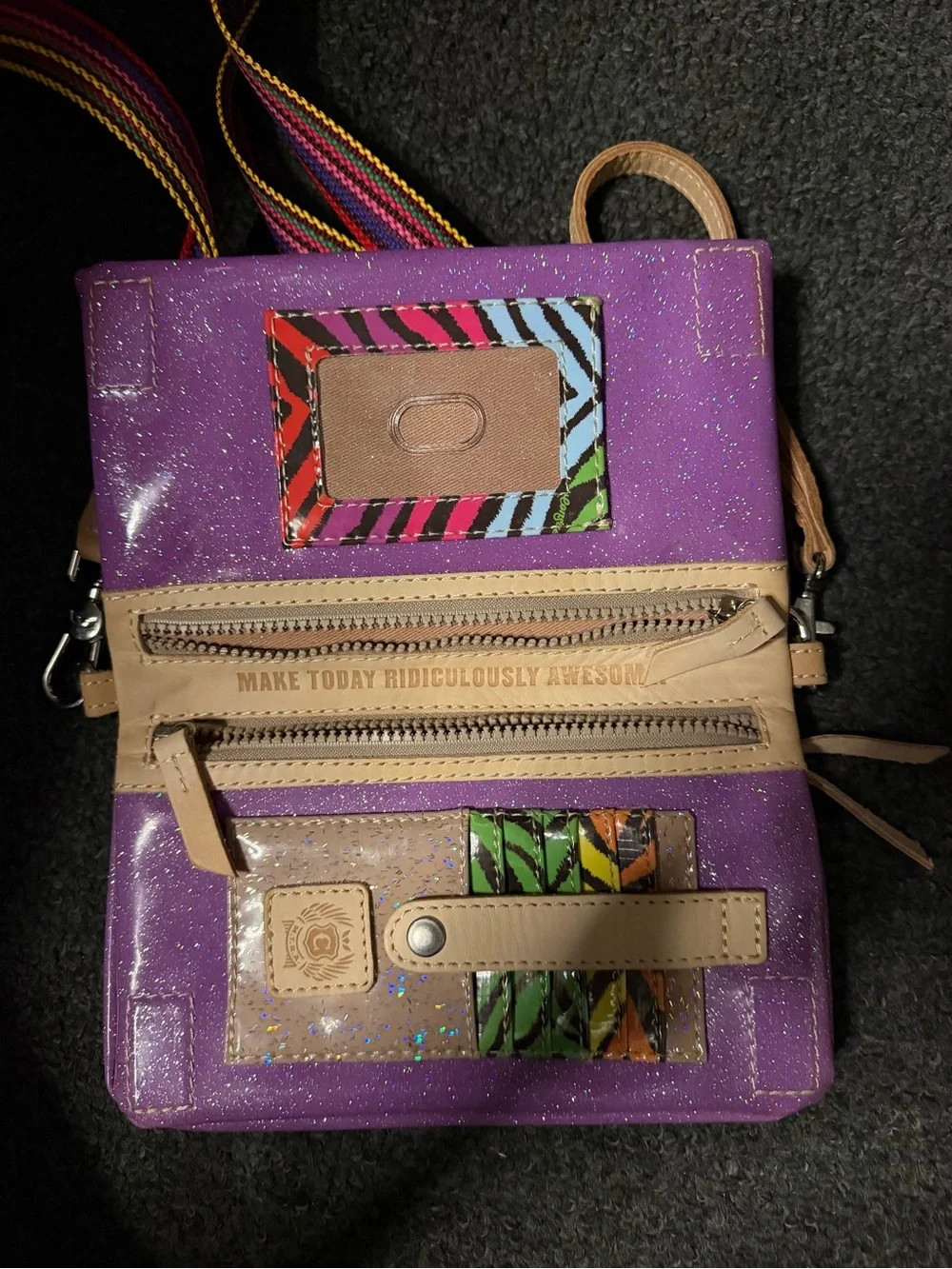 Consuela Sparkle Purple Crossbody and Matching Wristlet